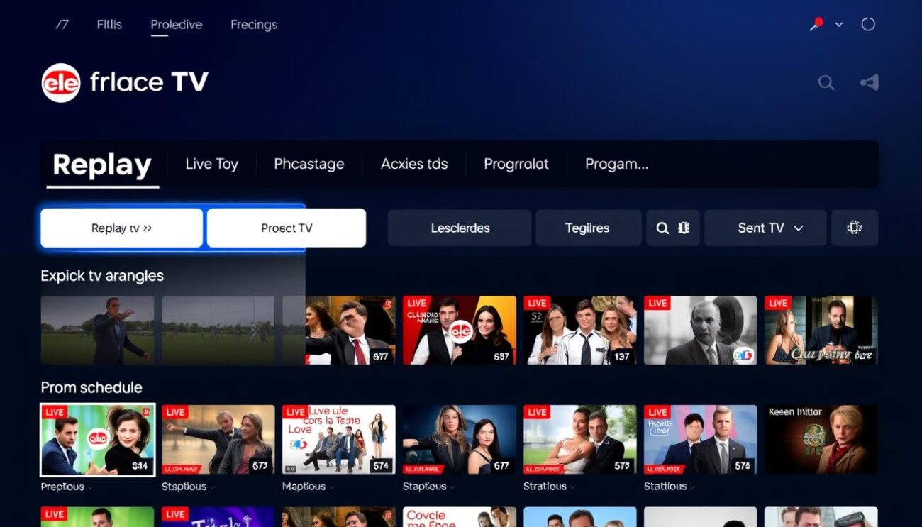 Interface d'un site officiel de chaîne TV montrant les options de replay et direct